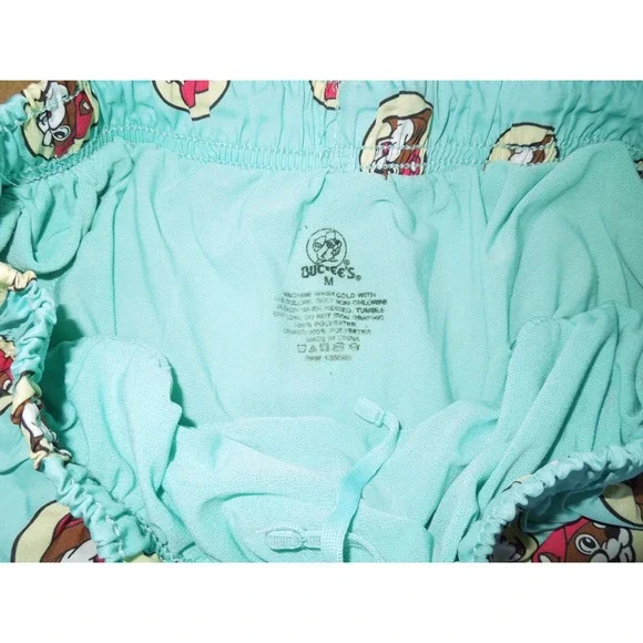 Buc-ee's Women's Running Shorts Size Medium Blue Beaver Logo Print Athletic - Picture 2 of 7